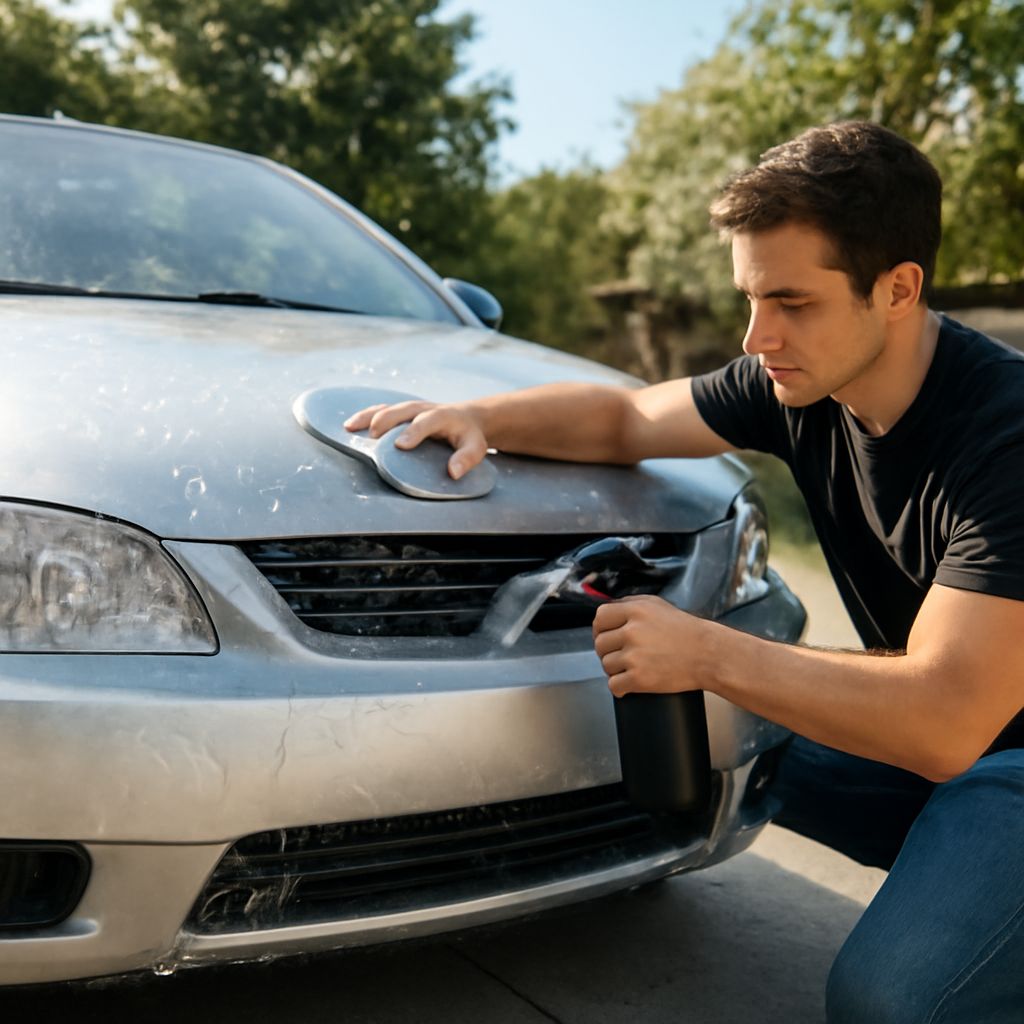 Car buff exploring cheap car detailing and mold removal service options