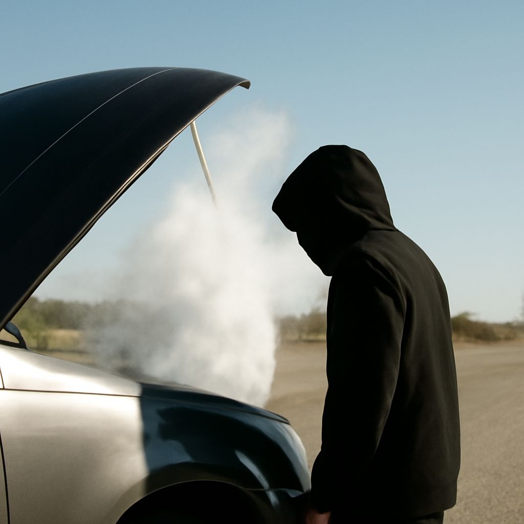 Car ran out of gas and smoke coming out of car