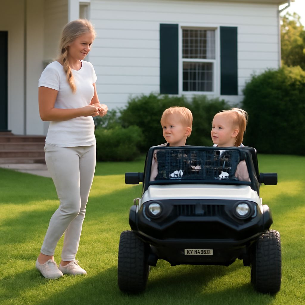 Ride on car with parental remote control and electric car kids