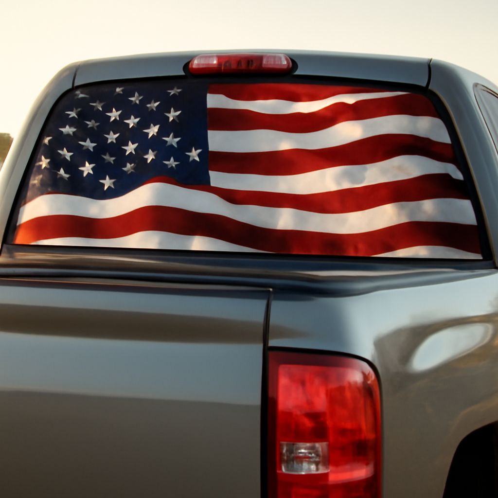 car flag pole with an American flag and confederate flag