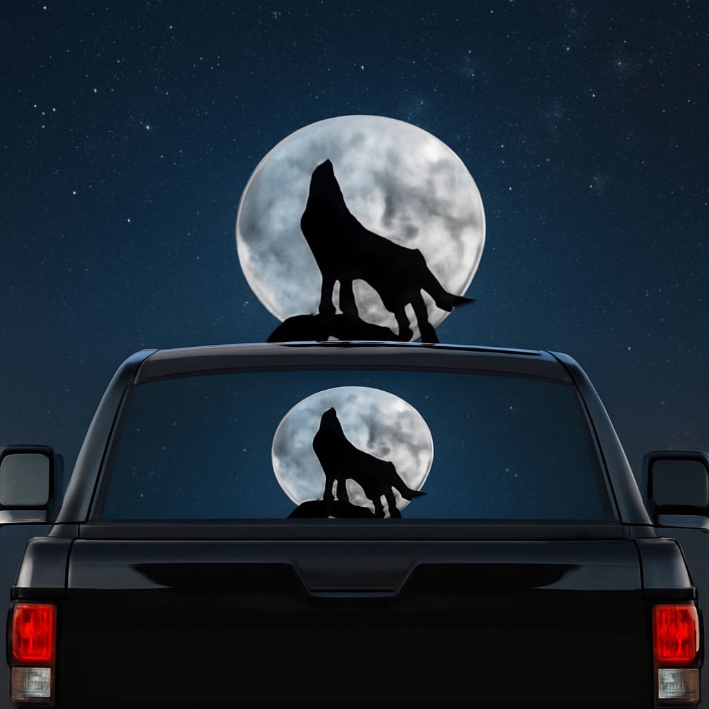 Car graphics with window vinyl and rear window decals