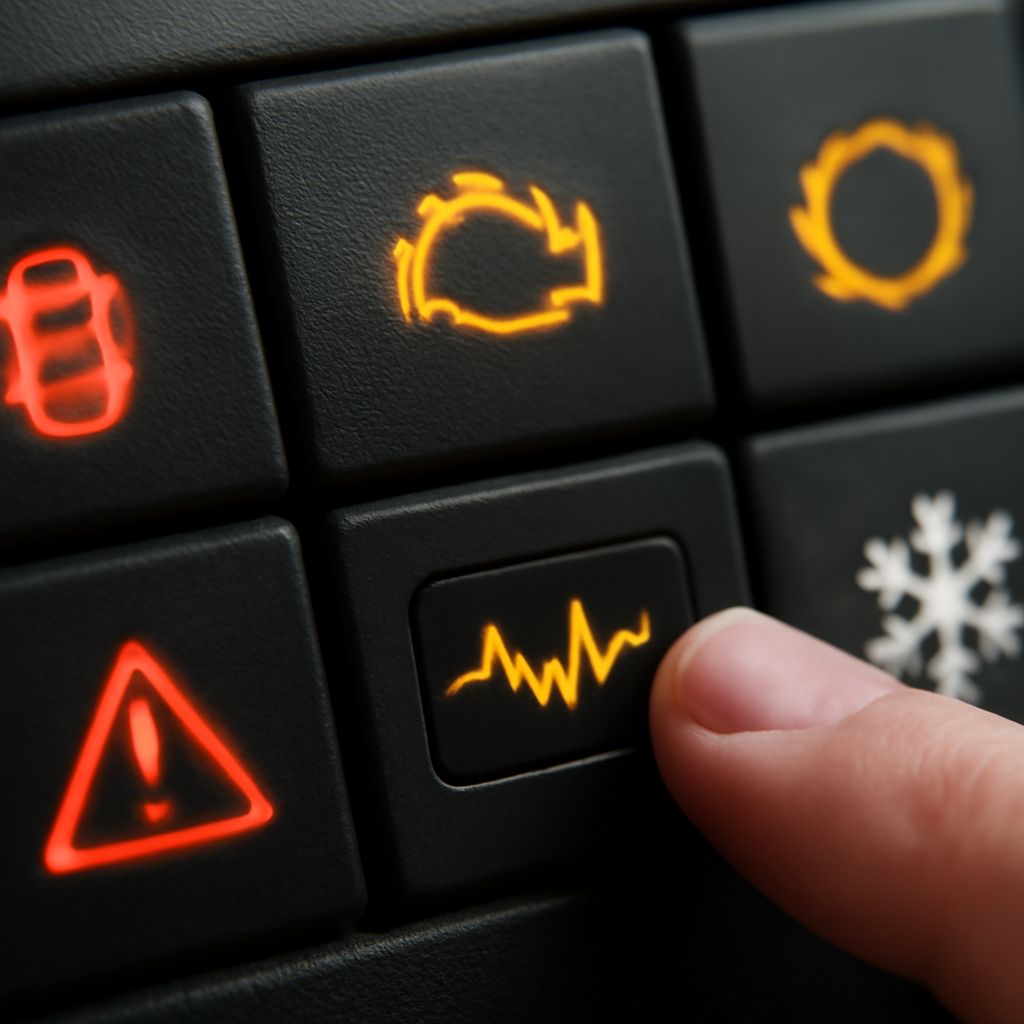 Diagram of car dashboard symbols and car warning lights